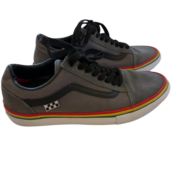 Vans Skate Old Skool Rasta Gray Black Red Green Yellow Marley Jamaica 8 Men - Picture 1 of 14